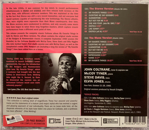 John Coltrane : My Favorite Things: The Stereo & Mono Versions (2xCD, Album, Mono, RE, RM, 24-)
