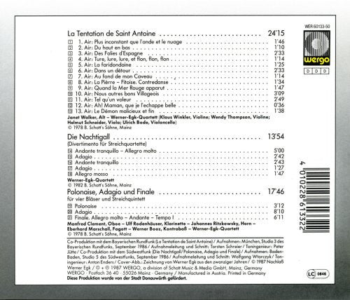 Werner Egk  -  Werner-Egk-Quartett : La Tentation De Saint Antoine / Die Nachtigall / Polonaise, Adagio Und Finale (CD, Album)