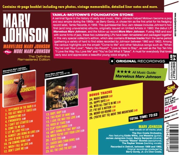 Marv Johnson : Marvelous Marv Johnson Plus More Marv Johnson (CD, Comp, RM)