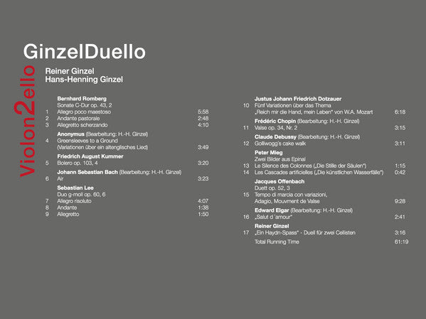 GinzelDuello : Violon2ello (CD, Album)