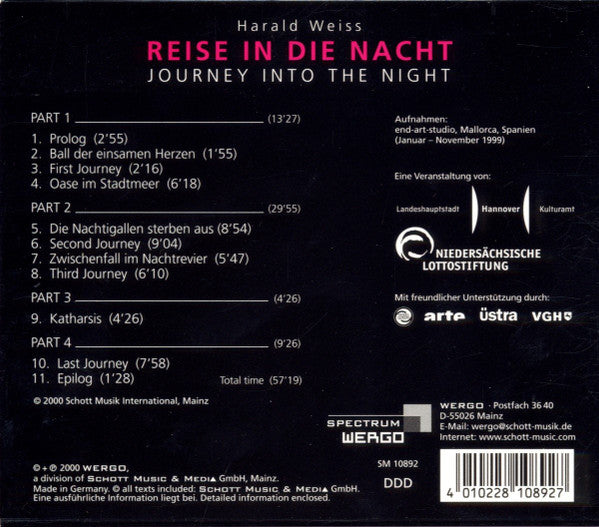Harald Weiss : Reise In Die Nacht / Journey Into The Night (CD, Album)