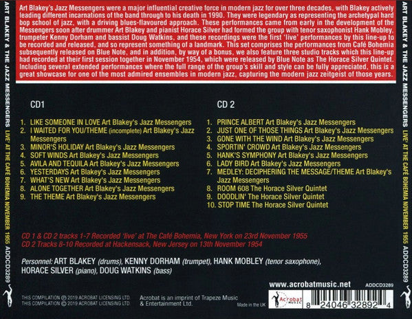 Art Blakey & The Jazz Messengers : 'Live' At The Café Bohemia, November 1955 (2xCDr, Comp, RM)