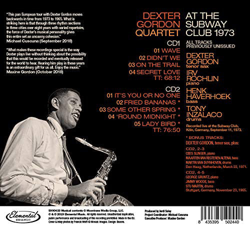 Dexter Gordon Quartet : At The Subway Club 1973 (2xCD, Album, Ltd, Dig)