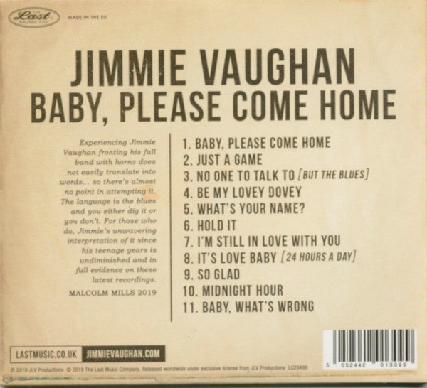 Jimmie Vaughan : Baby, Please Come Home (CD, Album)