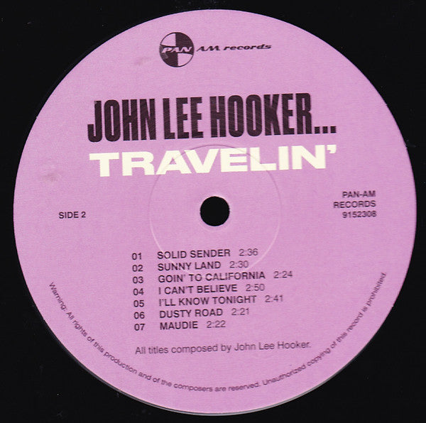 John Lee Hooker : Travelin' (LP, Album, Ltd, RE)