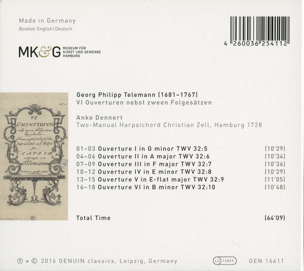 Anke Dennert, Georg Philipp Telemann : Scherzando: VI Ouverturen Nebst Zween Folgesätzen (CD)