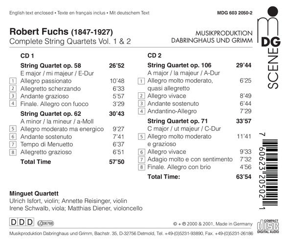 Robert Fuchs, Minguet Quartett : Complete String Quartets: Opp. 52, 68, 71 & 106 (2xCD, Album, Comp)