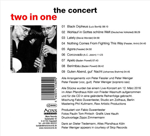 Peter Fessler & Peter Weniger : Two In One: The Concert (CD, Album)