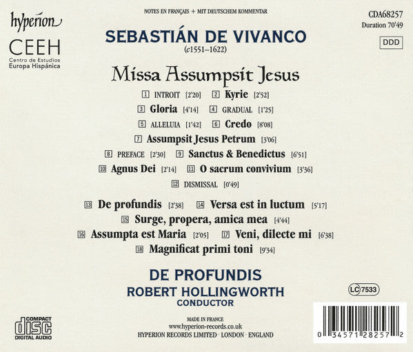 Sebastián De Vivanco – De Profundis (7), Robert Hollingworth : Missa Assumpsit Jesus (CD, Album)