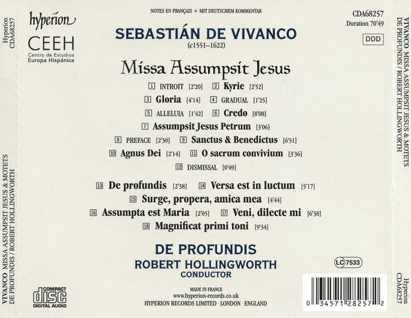 Sebastián De Vivanco – De Profundis (7), Robert Hollingworth : Missa Assumpsit Jesus (CD, Album)