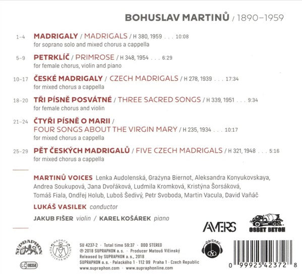 Bohuslav Martinů, Martinů Voices, Lukáš Vasilek : Madrigals (CD, Album)