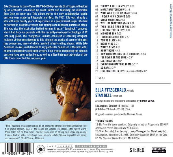 Ella Fitzgerald : Like Someone In Love (CD, Album, RE, RM)