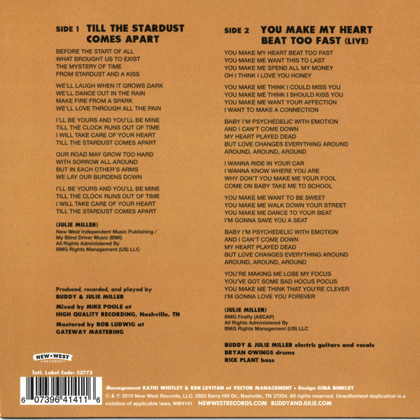 Buddy & Julie Miller : Till The Stardust Comes Apart (7", Single)