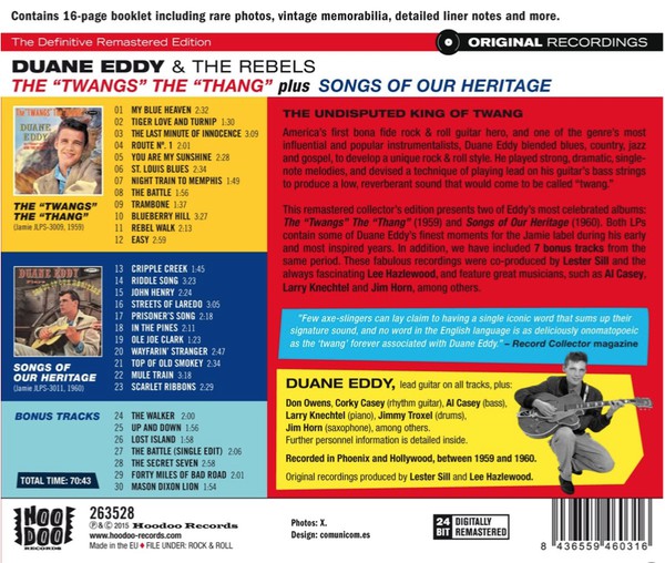 Duane Eddy : The "Twangs" The "Thang" Plus Songs Of Our Heritage (CD, Comp, RE, RM)