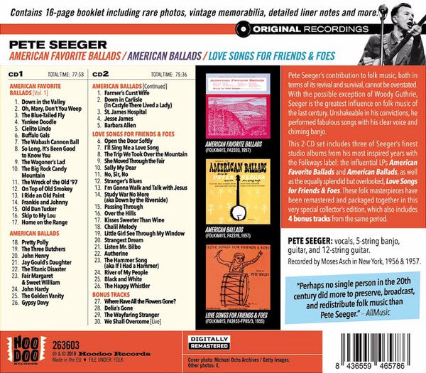Pete Seeger : American Favorite Ballads Plus American Ballads And Love Songs For Friends & Foes (2xCD, Comp, RM)