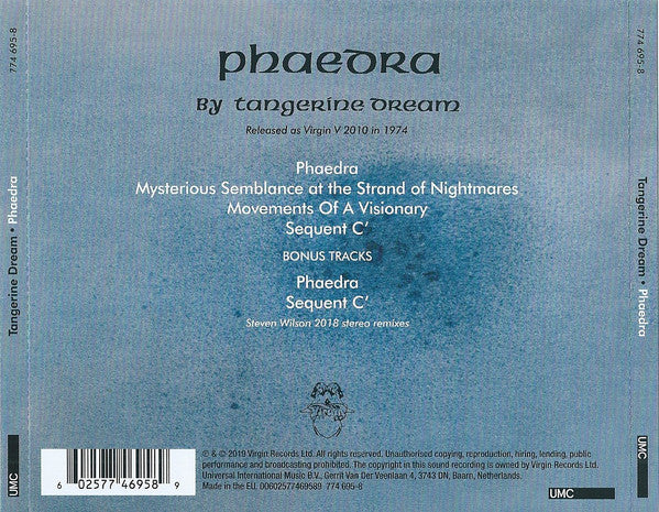 Tangerine Dream : Phaedra (CD, Album, RE, RM)