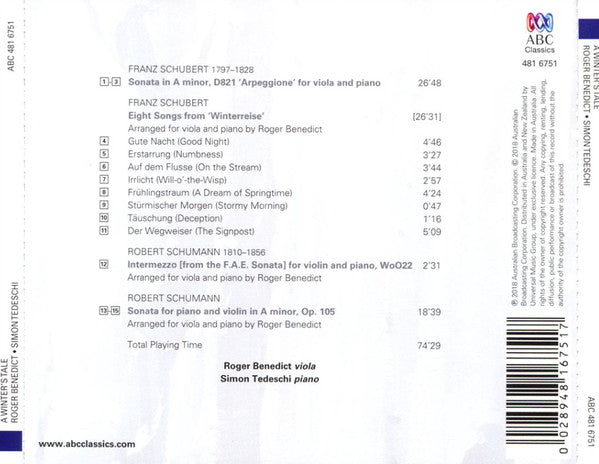 Roger Benedict & Simon Tedeschi : A Winter's Tale (CD, Album)