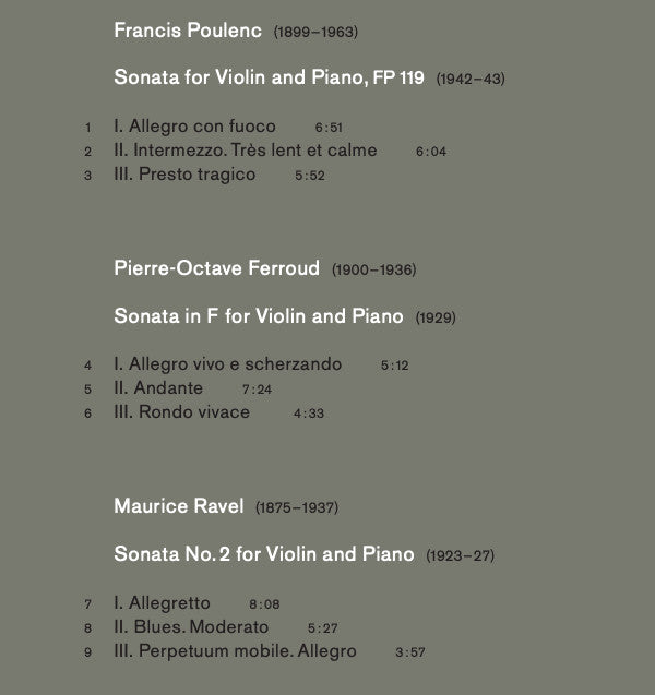 Francis Poulenc, Pierre-Octave Ferroud, Maurice Ravel - Judith Ingolfsson, Vladimir Stoupel : Poulenc, Ferroud, Ravel (CD, Album)