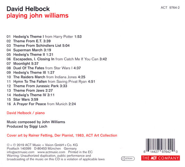 David Helbock : Playing John Williams (Piano Works XIV) (CD)