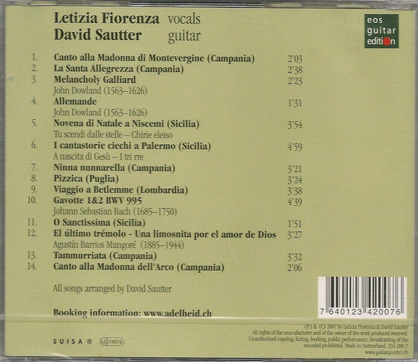 Letizia Fiorenza & David Sautter : I Cantimbanchi: La Santa Allegrezza (CD, Album)