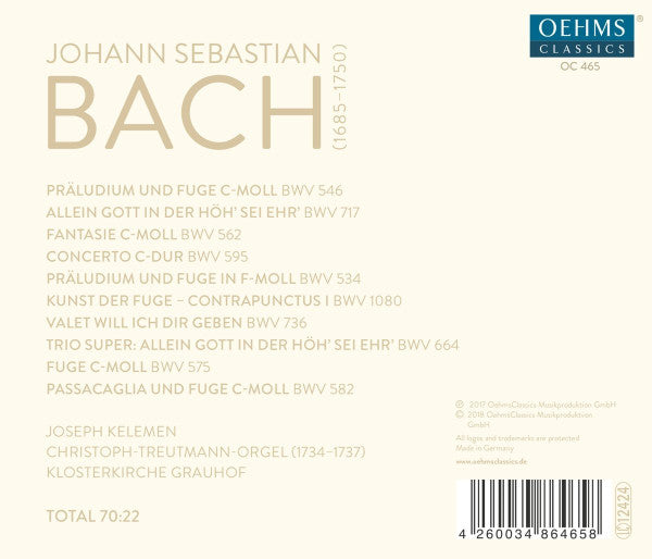 Johann Sebastian Bach, Joseph Kelemen : Berühmte Orgelwerke (Famous Organ Works) (CD, Album)