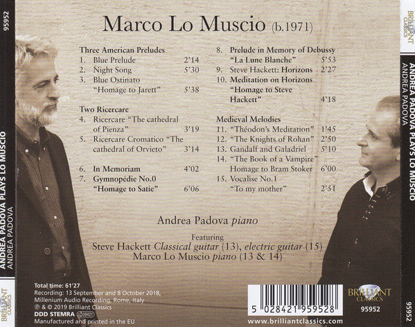 Andrea Padova Plays Marco Lo Muscio Featuring Steve Hackett : Andrea Padova Plays Lo Muscio (CD, Album)