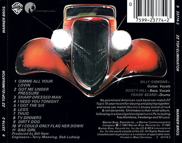ZZ Top : Eliminator (CD, Album, RE, Tar)