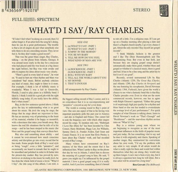 Ray Charles : What'd I Say (CD, Album, Ltd, RE, RM, 24-)