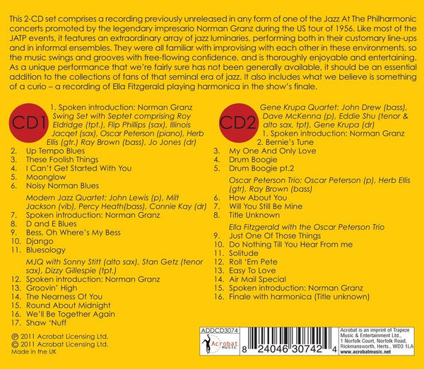Jazz At The Philharmonic : Seattle 1956 (2xCDr, Album)