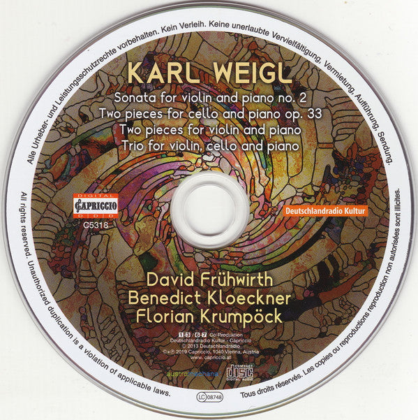 Karl Weigl, David Frühwirth ∙ Benedict Kloeckner, Florian Krumpöck : Violin Sonata No. 2 ∙ Two Pieces For Violin ∙ Two Pieces For Cello ∙ Piano Trio (CD)