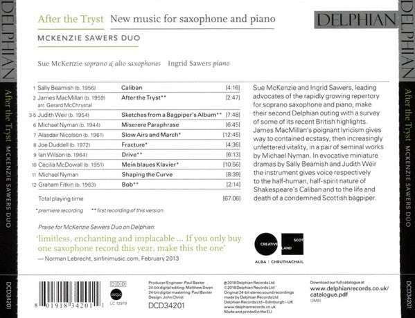 McKenzie Sawers Duo : After The Tryst: New Music For Saxophone And Piano (CD, Album)