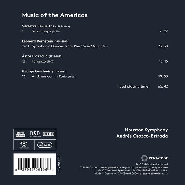 Leonard Bernstein, George Gershwin, Silvestre Revueltas, Astor Piazzolla, Houston Symphony Orchestra, Andrés Orozco-Estrada : Music Of The Americas (SACD, Hybrid, Multichannel, Album)