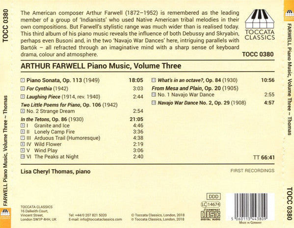 Arthur Farwell, Lisa Cheryl Thomas : Piano Music, Volume Three (CD, Album)