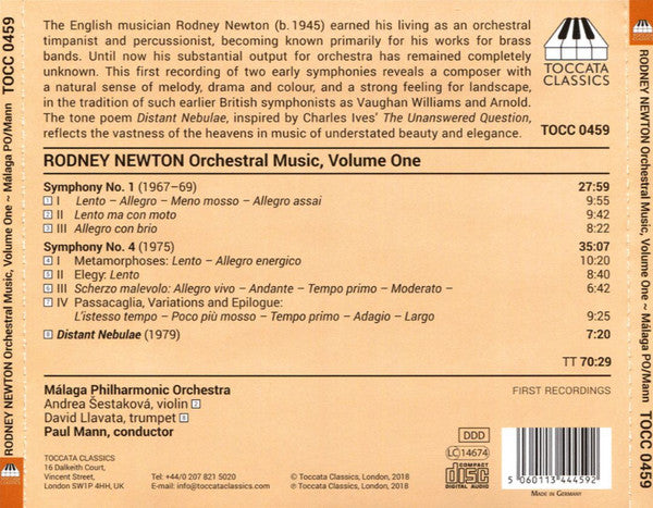 Rodney Newton, Orquesta Filarmónica De Málaga, Paul Mann (5) : Orchestral Music, Volume One (CD, Album)