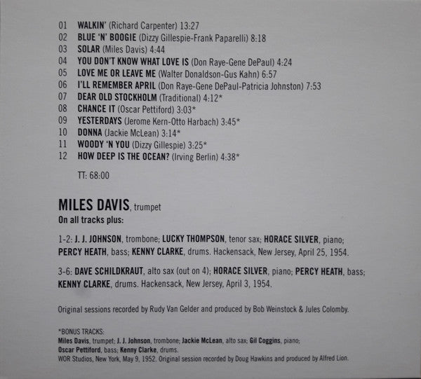 Miles Davis : Walkin' (CD, Album, RE, RM)