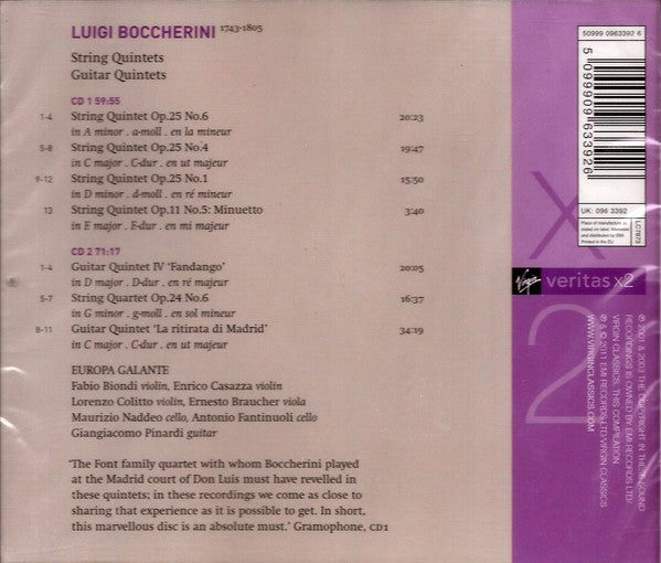 Luigi Boccherini, Europa Galante : String Quintets - Guitar Quintets (2xCD, Comp)