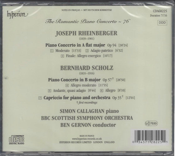 Josef Rheinberger • Bernhard Scholz – Simon Callaghan, BBC Scottish Symphony Orchestra, Ben Gernon : Piano Concertos (CD)