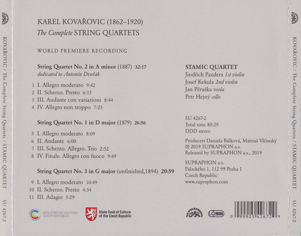 Karel Kovařovic, Stamic Quartet : The Complete String Quartets (CD, Album)
