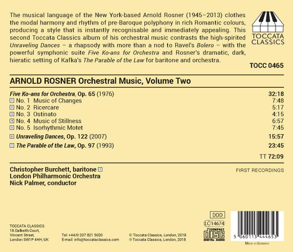 Arnold Rosner, Christopher Burchett, London Philharmonic Orchestra, Nick Palmer (9) : Orchestral Music, Volume Two (CD, Album)