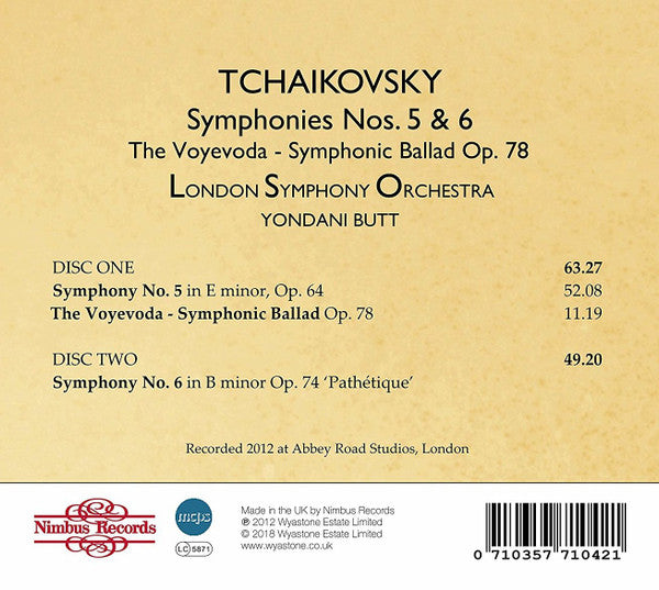 Pyotr Ilyich Tchaikovsky, Yondani Butt, London Symphony Orchestra : Symphonies 5 & 6; The Voyevoda (2xCD, Album)