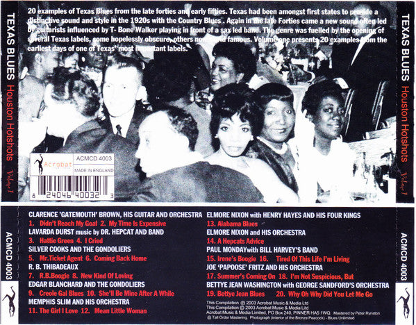 Various : Texas Blues: Houston Hotshots Volume 1 (CD, Comp)