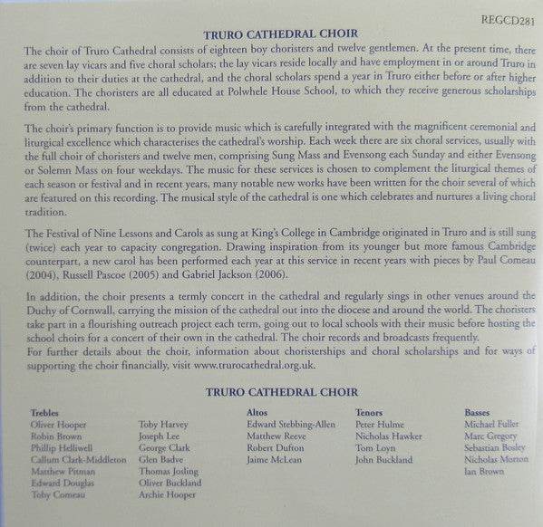 Truro Cathedral Choir Directed By Robert Sharpe (3) : Christmas From Truro (CD)