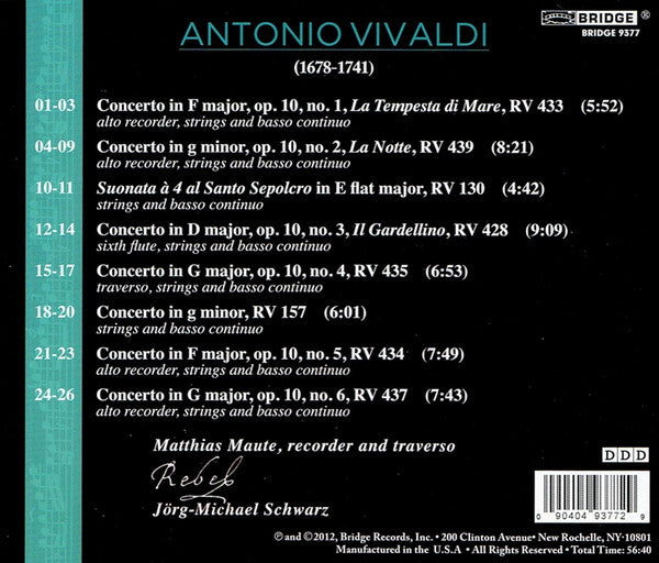 Antonio Vivaldi, Matthias Maute, Ensemble Rebel, Jörg-Michael Schwarz : Venetian Dreams (CD)