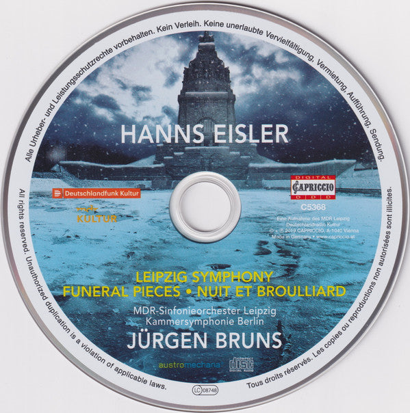 Hanns Eisler, MDR Sinfonieorchester, Kammersymphonie Berlin, Jürgen Bruns : Leipzig Symphony / Funeral Pieces / Nuit Et Broulliard (CD)