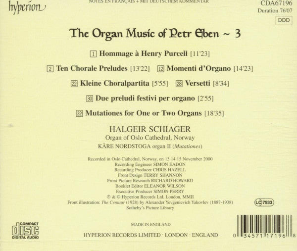 Petr Eben / Halgeir Schiager : Mutations • Ten Chorale Preludes • Kleine Choralpartita • Due Preludi Festivi • Versetti • Hommage à Henry Purcell • Momenti D'Organo (CD, Album)