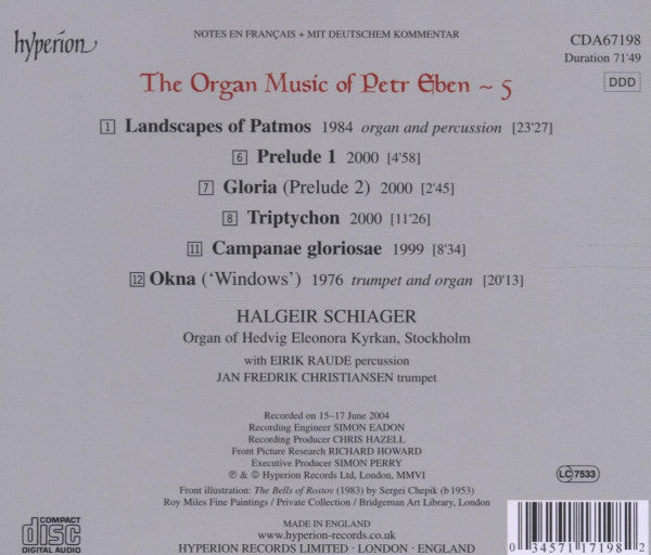 Petr Eben / Halgeir Schiager, Jan Fredrik Christiansen, Eirik Raude : Landscapes Of Patmos • Triptychon • Okna • Preludes I & II • Campanae Gloriosae (CD, Album)