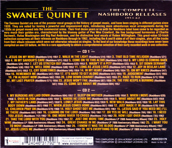 The Swanee Quintet : The Complete Nashboro Releases 1951-62 (2xCDr, Comp)