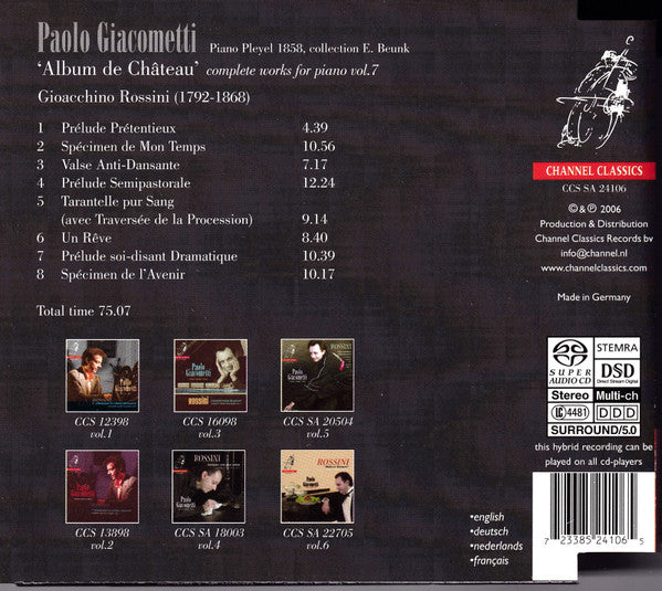 Gioacchino Rossini, Paolo Giacometti : 'Album De Château': Complete Works For Piano Vol. 7  (SACD, Hybrid, Multichannel, Album)