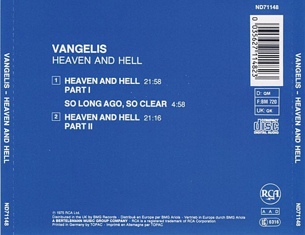 Vangelis : Heaven And Hell (CD, Album, RE)