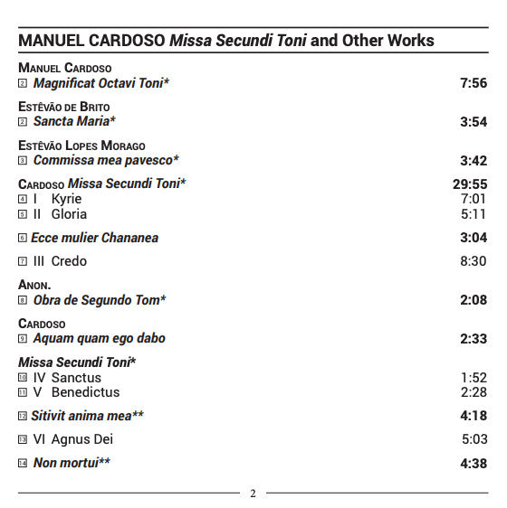 Manuel Cardoso (2), The Choir Of Girton College, Cambridge, Historic Brass Of The Royal Academy Of Music, Gareth Wilson : Missa Secundi Toni And Other Works (CD, Album)